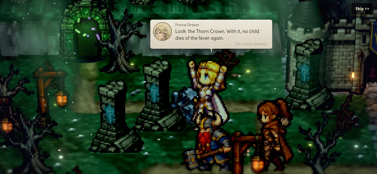 Prince Ortwin in a story scene on the battlefield